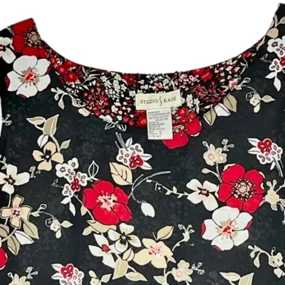 Studio Ease Reversible Maxi Shift Dress Red/White/Blue Florals - Travel - 12 - Picture 4 of 11